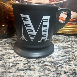 Anthropologie Black Mug with White Monogram M